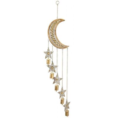 Origen Home Decor Adorno móvil luna y estrella - Arte de pared en metal Origen Home Decor Adorno móvil luna y estrella - Arte de pared en metal