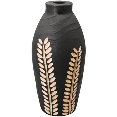 Signes Grimalt - Jarrón de Madera Negro 14x14x29cm - Decoración Hogar Signes Grimalt - Jarrón de Madera Negro 14x14x29cm - Decoración Hogar