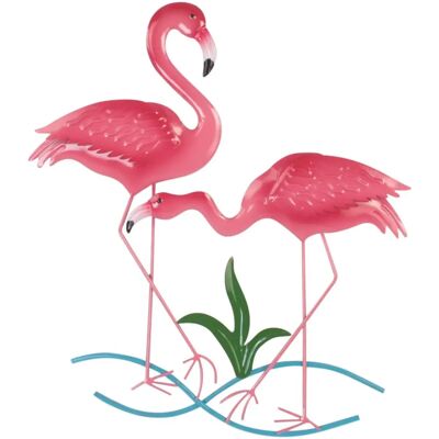 Signes Grimalt - Decorazione Murale Fenicotteri - Metallo Rosa - 51x48cm Signes Grimalt - Decorazione Murale Fenicotteri - Metallo Rosa - 51x48cm