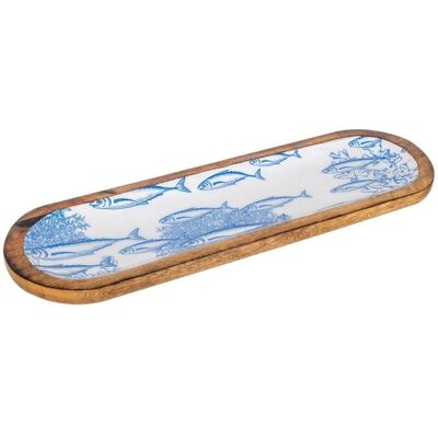 Plateau de Poissons Bleu Signes Grimalt - Plateau Décoratif - 14x46x2cm Plateau de Poissons Bleu Signes Grimalt - Plateau Décoratif - 14x46x2cm