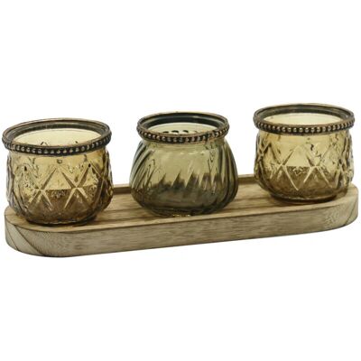 Signes Grimalt - Juego de jarrones y portavelas - Marrón - Portavelas, Decoración Signes Grimalt - Juego de jarrones y portavelas - Marrón - Portavelas, Decoración