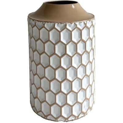 Jarrón Blanco de Metal y Madera Estilo Moroccan - Signes Grimalt Jarrón Blanco de Metal y Madera Estilo Moroccan - Signes Grimalt