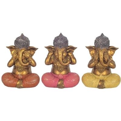 Signes Grimalt Figur Ganesha - Set 3U Doré - 9x14x19cm Signes Grimalt Figur Ganesha - Set 3U Doré - 9x14x19cm