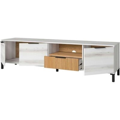 VenteMeublesOnline Mueble de TV Blanco Nórdico y Roble - 178cm VenteMeublesOnline Mueble de TV Blanco Nórdico y Roble - 178cm