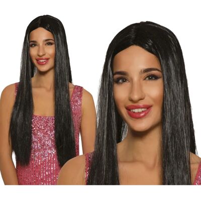 Peruca longa preta para fantasias - Peruca Peruca longa preta para fantasias - Peruca