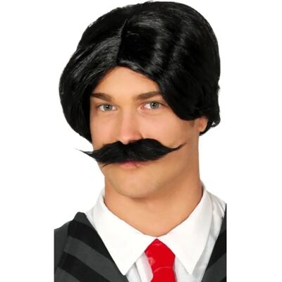 Černá paruka s knírem od Guirca - Kostým Rodina Addams Černá paruka s knírem od Guirca - Kostým Rodina Addams