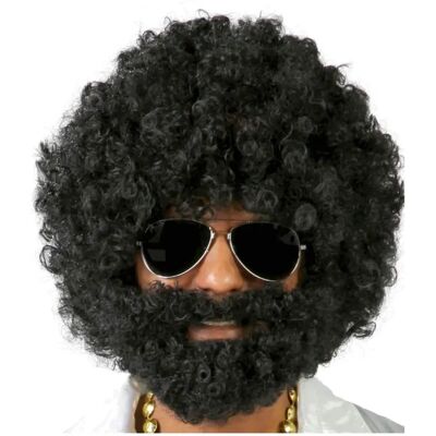 Guirca Černá afro paruka s vousy - Paruka Guirca Černá afro paruka s vousy - Paruka