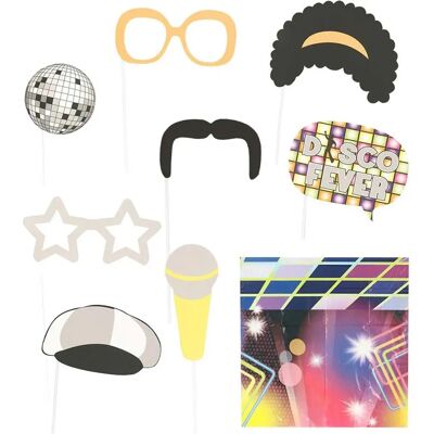 Guirca Disco Photo Booth Requisiten - 8/9 Items & Background Guirca Disco Photo Booth Requisiten - 8/9 Items & Background