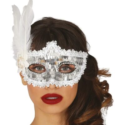 SILVER Paljett- och Fjädermask - Mask SILVER Paljett- och Fjädermask - Mask
