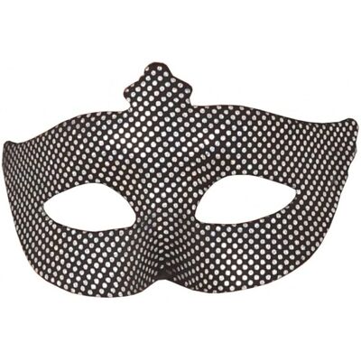 Göricke Zwarte Polyester Masker met Zilveren Stippen - Kostuumaccessoire Göricke Zwarte Polyester Masker met Zilveren Stippen - Kostuumaccessoire