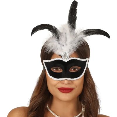 DISFRAZZES Zwarte Fluwelen Masker met Piumen - Masker DISFRAZZES Zwarte Fluwelen Masker met Piumen - Masker