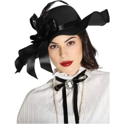 Sombrero negro estilo años 20 con plumas - Sombrero Sombrero negro estilo años 20 con plumas - Sombrero