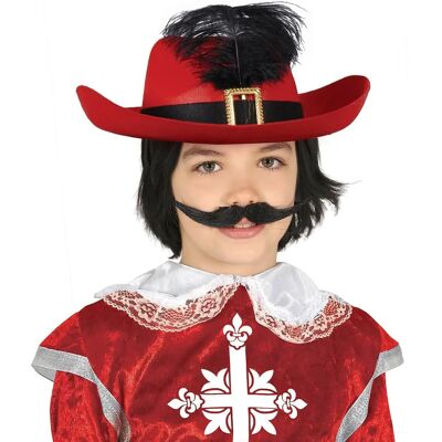 Cappello da moschettiere in feltro rosso per bambini Cappello da moschettiere in feltro rosso per bambini