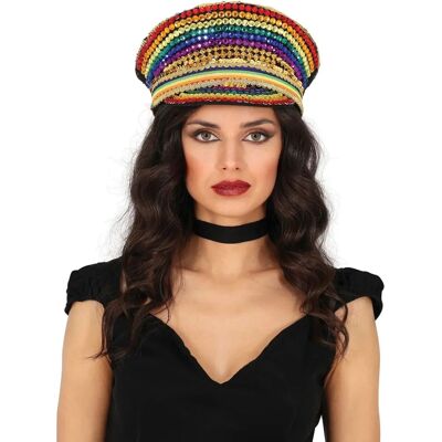 Guirca Casquette de Police Multicolore pour Adultes avec Strass Guirca Casquette de Police Multicolore pour Adultes avec Strass