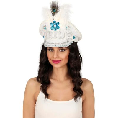Casquette policière Mariée Plumes Strass Adulte Casquette policière Mariée Plumes Strass Adulte