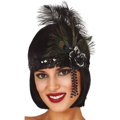 Bandeau à sequins noir avec plumes - Chapeau DisfraZZes Bandeau à sequins noir avec plumes - Chapeau DisfraZZes