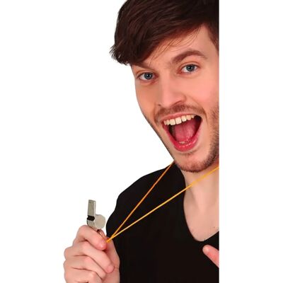 Générique Verpakking van 4 metalen fluitjes met koord - Fluitje Générique Verpakking van 4 metalen fluitjes met koord - Fluitje