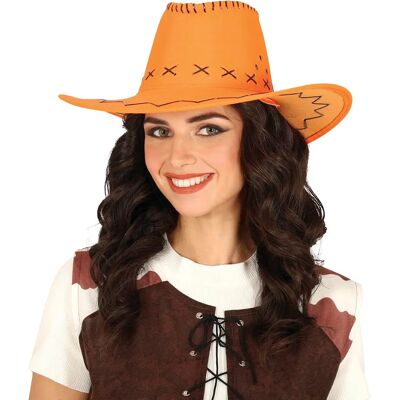 Marque Modèle Chapeau de cowboy en cuir synthétique - Style western adulte - Publicité Marque Modèle Chapeau de cowboy en cuir synthétique - Style western adulte - Publicité
