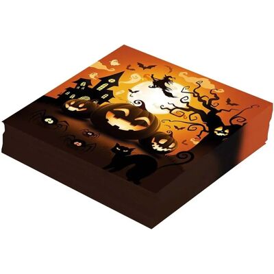 Serviettes Halloween à la citrouille Guirca - Pack de 12 33x33 cm - Publicité Serviettes Halloween à la citrouille Guirca - Pack de 12 33x33 cm - Publicité