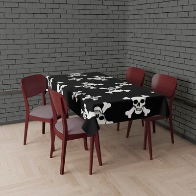 Nappe noire Guirca avec crânes - 137x274 cm Nappe noire Guirca avec crânes - 137x274 cm