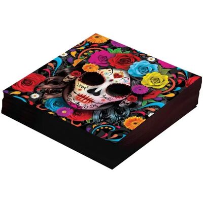Guirca Serviettes Colorées Catrina - 12 pcs 33x33cm - Publicité Guirca Serviettes Colorées Catrina - 12 pcs 33x33cm - Publicité