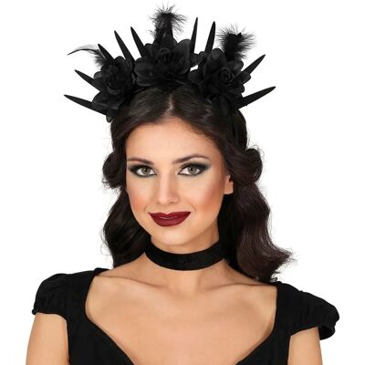 Faixa de cabelo com flores pretas - Acessório de cabelo Guirca Faixa de cabelo com flores pretas - Acessório de cabelo Guirca