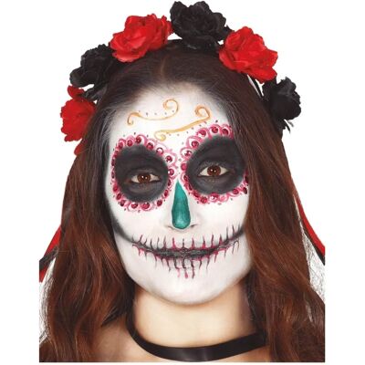 Disfrazzes Huvudband - Röda och Svarta Blommor - Halloween Accessoar Disfrazzes Huvudband - Röda och Svarta Blommor - Halloween Accessoar