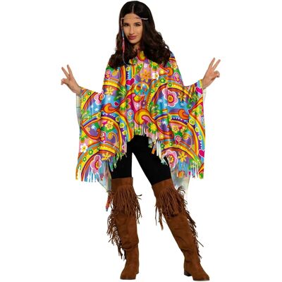 Guirca Poncho Hippie Multicolorido para Adultos - Poncho Guirca Poncho Hippie Multicolorido para Adultos - Poncho