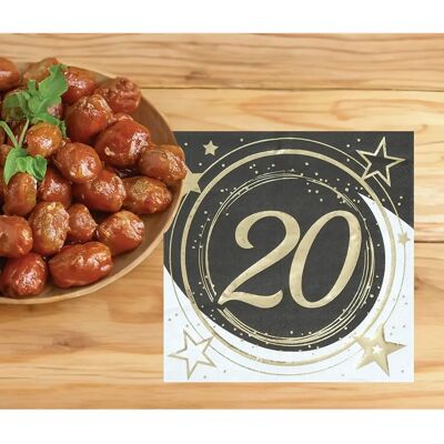 Guirca Pack de 12 Serviettes 20 Ans - Vaisselle Guirca Pack de 12 Serviettes 20 Ans - Vaisselle