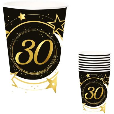 Lot de 6 Gobelets Jetables Guirca 240ml pour 30e Anniversaire & Jours Spéciaux Lot de 6 Gobelets Jetables Guirca 240ml pour 30e Anniversaire & Jours Spéciaux