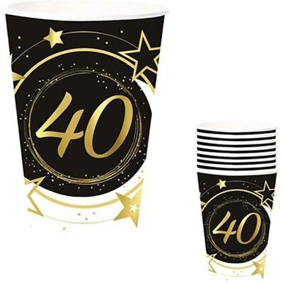 Gobelets Jetables GUIRCA - 6 pcs, 40e Anniversaire, 240ml, 90cm Gobelets Jetables GUIRCA - 6 pcs, 40e Anniversaire, 240ml, 90cm