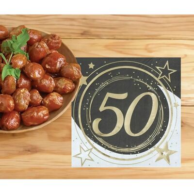 Serviettes Guirca Anniversaire 50 Ans - Pack de 12 33x33cm - Publicité Serviettes Guirca Anniversaire 50 Ans - Pack de 12 33x33cm - Publicité