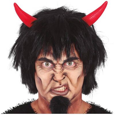 Černá čertovská paruka Guirca - Příslušenství na Halloween Černá čertovská paruka Guirca - Příslušenství na Halloween