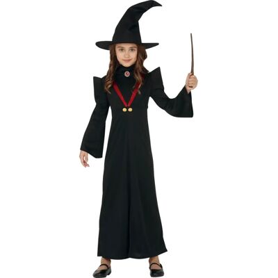 Costume de professeur de magie pour filles - Noir/Rouge/Or - Lacey Wigs Costume de professeur de magie pour filles - Noir/Rouge/Or - Lacey Wigs