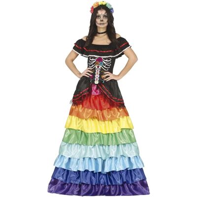 Disfraz de GUIRCA Catrina - Vestido multicolor - Disfraz Disfraz de GUIRCA Catrina - Vestido multicolor - Disfraz