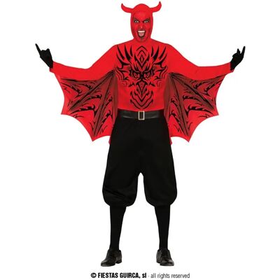 Disfraz de demonio rojo Guirca - Capucha, alas, cinturón Disfraz de demonio rojo Guirca - Capucha, alas, cinturón