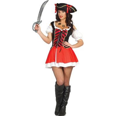 Disfraz de Mujer Pirata Guirca - Rojo y Negro, Talla L Disfraz de Mujer Pirata Guirca - Rojo y Negro, Talla L