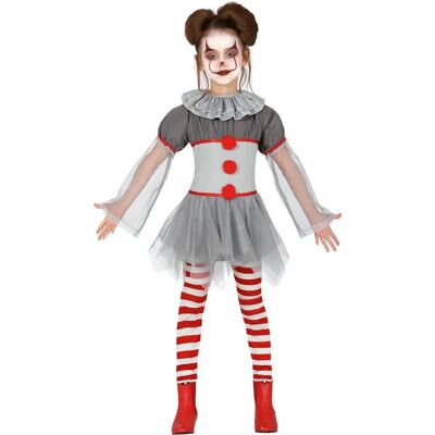 Lacey Wigs Psycho-Kostüm - Grau Rot Weiß - Kostüm für Mädchen 7-9 Jahre Lacey Wigs Psycho-Kostüm - Grau Rot Weiß - Kostüm für Mädchen 7-9 Jahre