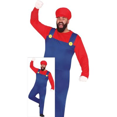 Fiestas Guirca - Costume de Plombier Rouge-Bleu pour Homme - Taille M - Publicité Fiestas Guirca - Costume de Plombier Rouge-Bleu pour Homme - Taille M - Publicité