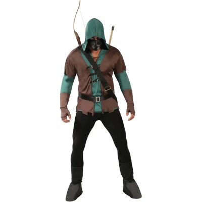 Costume d'Archer Médiéval pour Homme - Haut à Capuche, Masque, Ceintures & Couvre-Bottes - Publicité Costume d'Archer Médiéval pour Homme - Haut à Capuche, Masque, Ceintures & Couvre-Bottes - Publicité