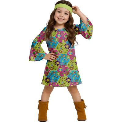Déguisement Hippie Hippie avec symboles colorés pour filles 5-6 ans - Costume Déguisement Hippie Hippie avec symboles colorés pour filles 5-6 ans - Costume