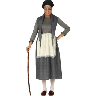 Disfraz de Abuela Gris Guirca - Vestido con Delantal, Pañuelo y Tela para Hombros - Disfraz Disfraz de Abuela Gris Guirca - Vestido con Delantal, Pañuelo y Tela para Hombros - Disfraz
