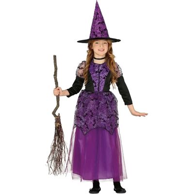 Costume Lungo Strega Streghetta Viola e Nero Bambina - Costume Costume Lungo Strega Streghetta Viola e Nero Bambina - Costume
