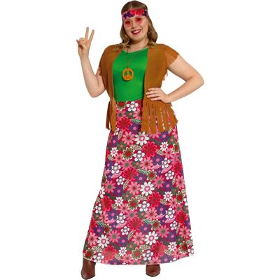 Hippy Happy hippie kostuum voor vrouwen groen/bruin XL - kostuum Hippy Happy hippie kostuum voor vrouwen groen/bruin XL - kostuum