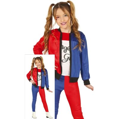 Costume Arlecchino Rosso e Blu di Lacey Wigs - Per ragazze 5-6 anni Costume Arlecchino Rosso e Blu di Lacey Wigs - Per ragazze 5-6 anni