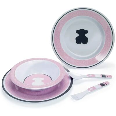 Tous Rosa Juego de 5 Platos para Niños - Vajilla Tous Rosa Juego de 5 Platos para Niños - Vajilla