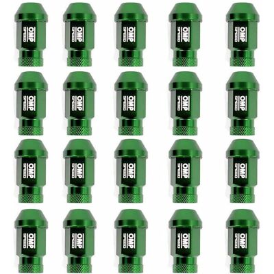 Set dadi OMP 7075 - 40 mm, M14x1,50, 20 pezzi, Verde Set dadi OMP 7075 - 40 mm, M14x1,50, 20 pezzi, Verde