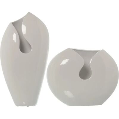 DRW Set 2 Keramikvasen Weiß Glänzend - Vases DRW Set 2 Keramikvasen Weiß Glänzend - Vases