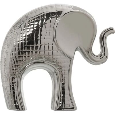 Figura de cerámica de elefante plata DRW - Decorativa Figura de cerámica de elefante plata DRW - Decorativa