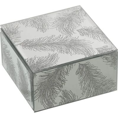DRW Zilveren Sieradendoos - 12x12x6,5cm - Rechthoekige Spiegel Sieradendoos DRW Zilveren Sieradendoos - 12x12x6,5cm - Rechthoekige Spiegel Sieradendoos